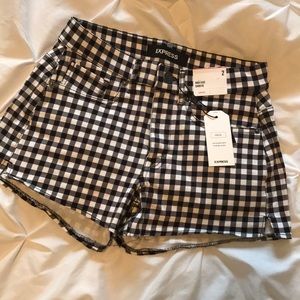 NWT Express High Waist Gingham Shorts